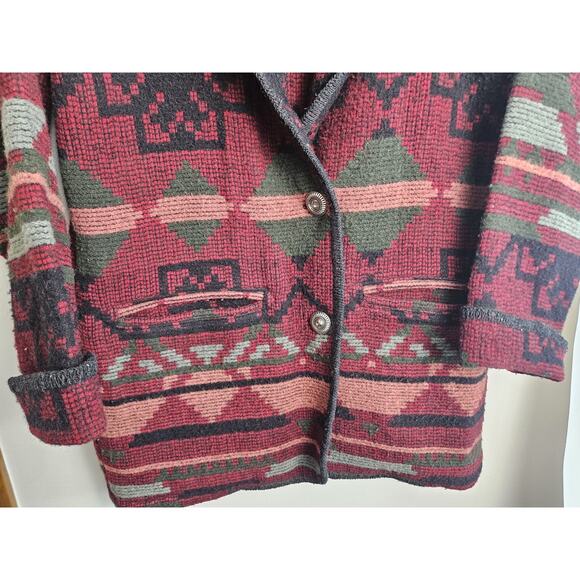 Vintage 80s Eddie Bauer Jacket Coat Womens Size M Red Wool Western Southwestern - Picture 4 of 5